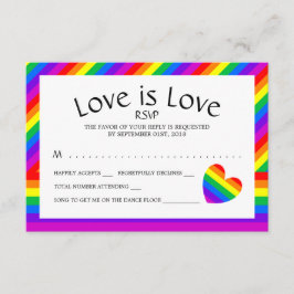Rainbow Heart Liebe ist Liebe Wedding RSVP Karte
