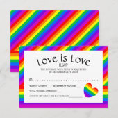 Rainbow Heart Liebe ist Liebe Wedding RSVP Karte (Vorne/Hinten)
