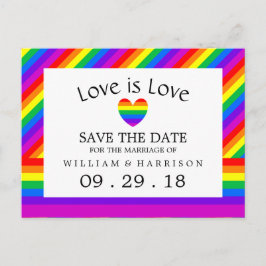 Rainbow Heart Liebe ist Liebe Wedding Save the Dat Ankündigungspostkarte