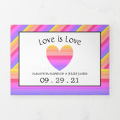 Rainbow Heart, Liebe ist Liebe Wedding Suite Dreifach Gefaltete Einladung (Cover)
