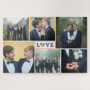 Rainbow Heart Liebe LGBT Wedding Foto Collage Puzzle