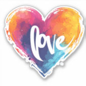 Rainbow Heart Liebe Slogan Aufkleber (Vorderseite)