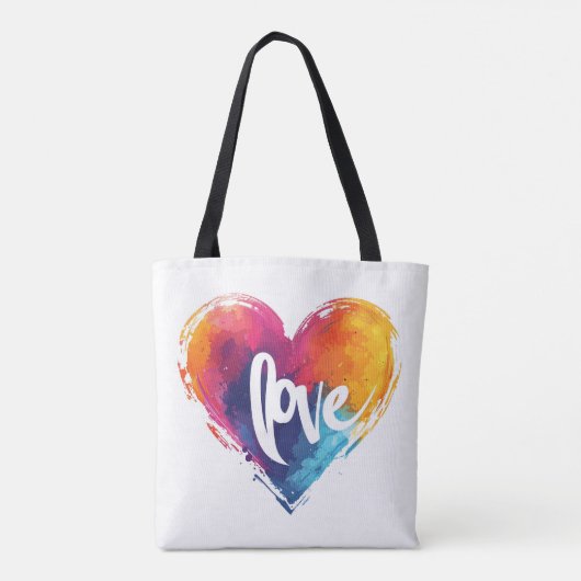 Rainbow Heart Liebe Slogan Tasche (Rückseite)