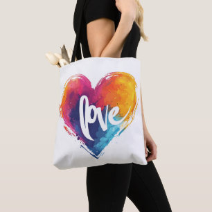 Rainbow Heart Liebe Slogan Tasche