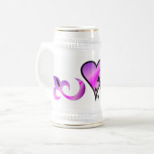Rainbow Heart Lily and Butterfly Bierglas (Vorderseite Links)