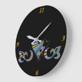 Rainbow Heart Lily and Butterfly Große Wanduhr (Winkel)