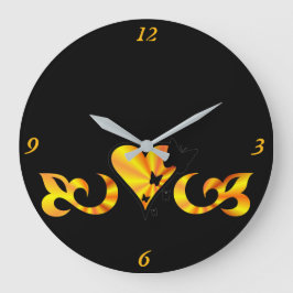 Rainbow Heart Lily and Butterfly Große Wanduhr