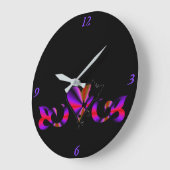 Rainbow Heart Lily and Butterfly Große Wanduhr (Winkel)