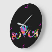 Rainbow Heart Lily and Butterfly Große Wanduhr (Winkel)