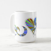 Rainbow Heart Lily and Butterfly Kaffeetasse (Vorderseite Links)