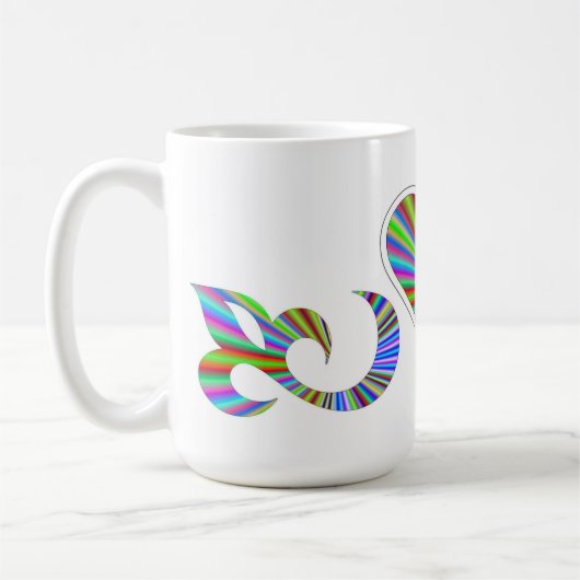 Rainbow Heart Lily and Butterfly Kaffeetasse (Links)