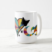 Rainbow Heart Lily and Butterfly Kaffeetasse (VorderseiteRechts)