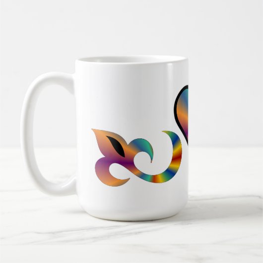 Rainbow Heart Lily and Butterfly Kaffeetasse (Links)