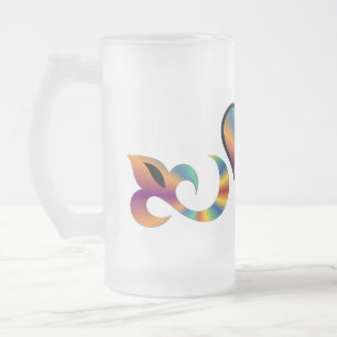 Rainbow Heart Lily and Butterfly Mattglas Bierglas