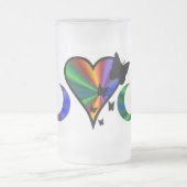 Rainbow Heart Lily and Butterfly Mattglas Bierglas (Mittel)