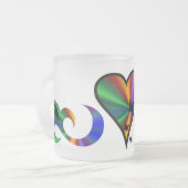 Rainbow Heart Lily and Butterfly Mattglastasse (Vorderseite Links)