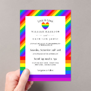 Rainbow Heart Love is Love Hochzeit Acryleinladungen