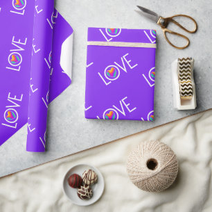 Rainbow Heart Love Purple Geschenkpapier