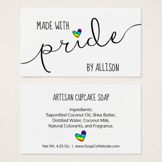 Rainbow Heart Made with pride LGBTQ Geschenkmarke (Vorne & Hinten)