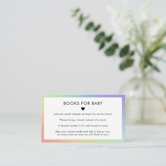 Rainbow Heart Minimalistisch Books for Baby Shooti Begleitkarte (Stehend Vorderseite)