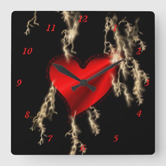 Rainbow Heart mit Flash Quadratische Wanduhr (Vorderseite)