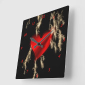 Rainbow Heart mit Flash Quadratische Wanduhr (Winkel)