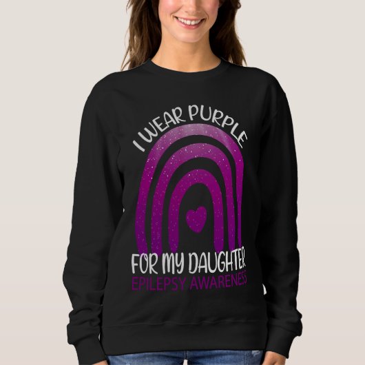 Rainbow Heart Mom Dad Purple Daughter Epilepsy Awa Sweatshirt (Vorderseite)