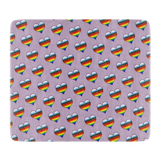 Rainbow Heart Muster Cutting Board Schneidebrett (Vorderseite)