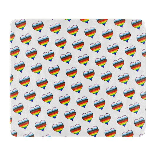 Rainbow Heart Muster Cutting Board Schneidebrett (Vorderseite)