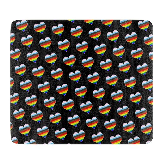 Rainbow Heart Muster Cutting Board Schneidebrett (Vorderseite)