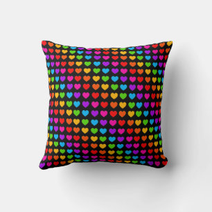 Rainbow Heart Muster Throw Kissen