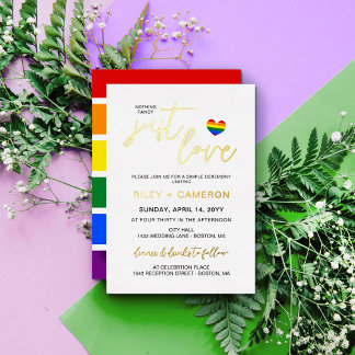 Rainbow Heart Nichts Extravagant nur Liebe LGBTQ Folieneinladung