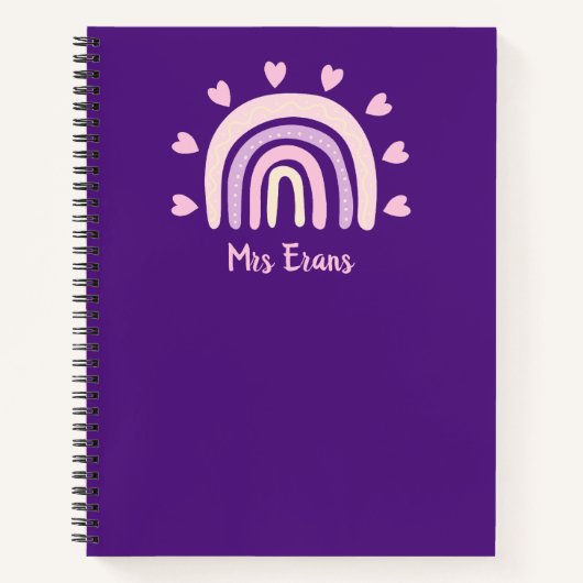 Rainbow Heart Notebook, Personalisiert Teacher Gif Notizblock (Vorderseite)