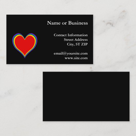 Rainbow Heart on Black Visitenkarte (Vorne/Hinten)