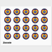 Rainbow Heart on Navy Blue Runder Aufkleber (Blatt)