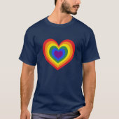 Rainbow Heart on Navy Blue T-Shirt (Vorderseite)