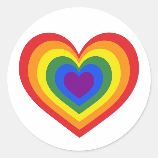 Rainbow Heart on White Runder Aufkleber (Vorderseite)