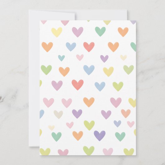 Rainbow Heart One Lucky Duck Girl Erstgeburt Einladung (Rückseite)