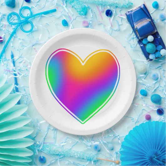 Rainbow Heart Pappteller (Party)