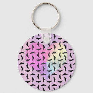 Rainbow Heart Pastel Goth Baby Bats Pattern Art Schlüsselanhänger