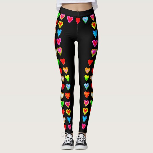 Rainbow Heart Pastel Leggings (Vorderseite)