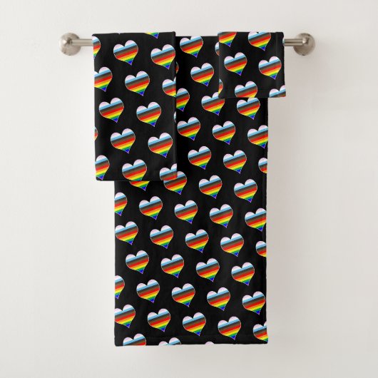 Rainbow Heart Pattern Badhandtuch Set (Insitu)