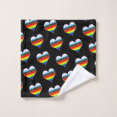 Rainbow Heart Pattern Badhandtuch Set (Waschlappen)
