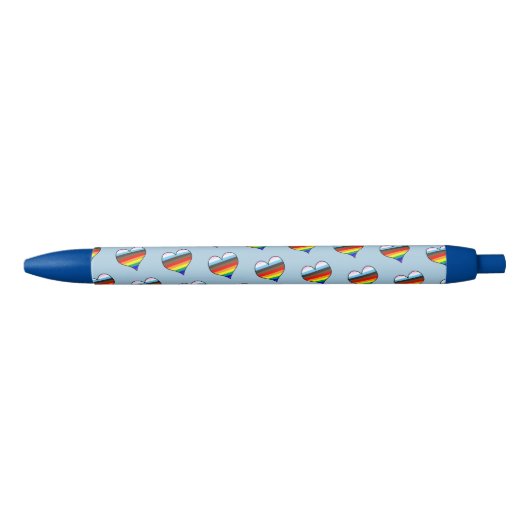 Rainbow Heart Pattern Black Ink Pen Kugelschreiber (Vorderseite)