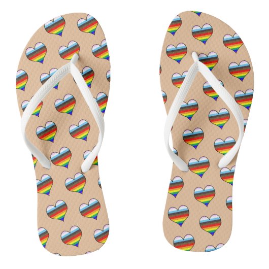 Rainbow Heart Pattern Flip Flops Badesandalen (Fußbett)