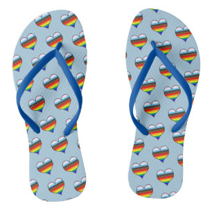 Rainbow Heart Pattern Flip Flops Badesandalen