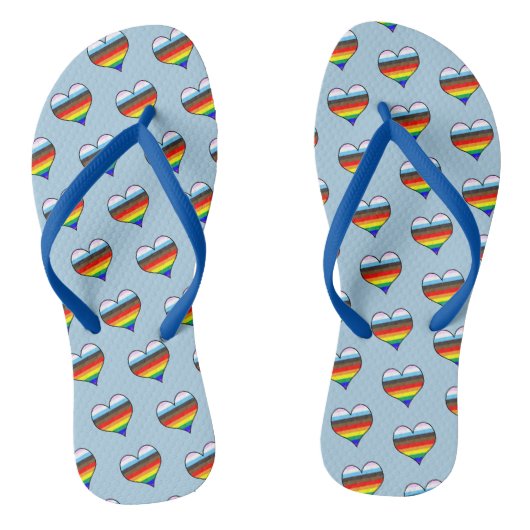 Rainbow Heart Pattern Flip Flops Badesandalen (Fußbett)