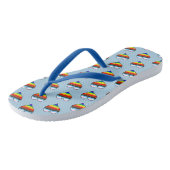 Rainbow Heart Pattern Flip Flops Badesandalen (Schrägansicht)