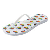 Rainbow Heart Pattern Flip Flops Badesandalen (Schrägansicht)