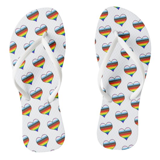 Rainbow Heart Pattern Flip Flops Badesandalen (Fußbett)